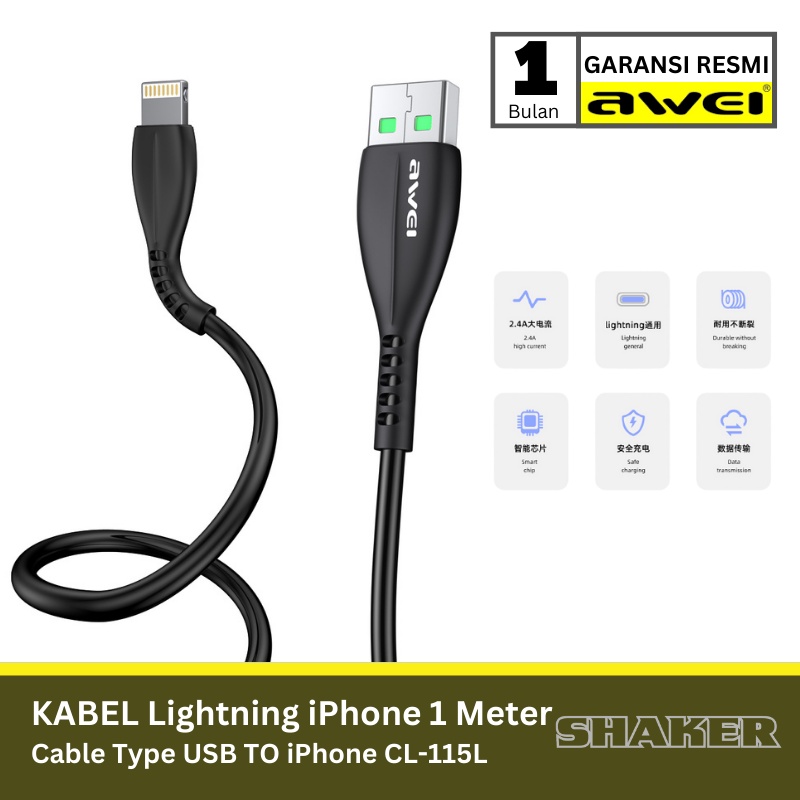 Kabel Charger AWEI Usb to iPhone Data Cable CL-115L
