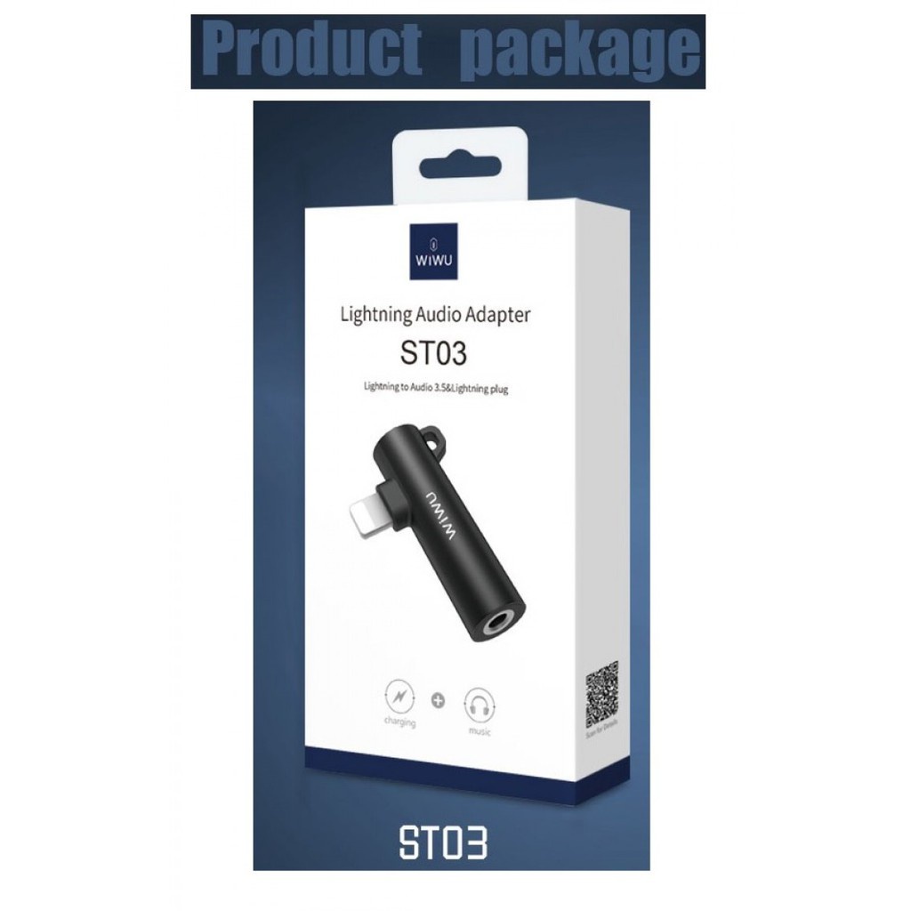 AKN88 - WIWU ST03 - Lightning Port Adapter to Audio 3.5mm and Lightning Plug