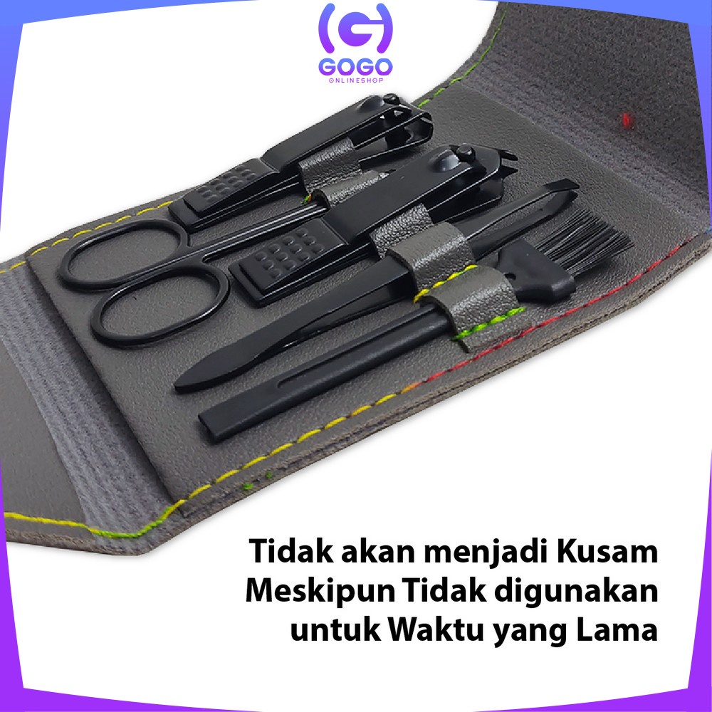 GOGO-K111 Alat Menicure Pedicure Set 12 Pcs Free Pouch / Set Gunting Kuku Dan Pinset Perawatan Kuku Bahan Stainless Steel
