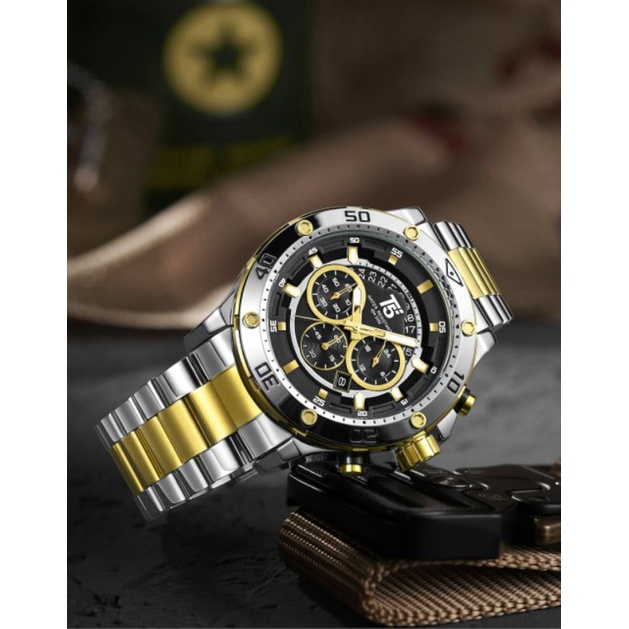 jam tangan pria Mewah T5 H3783G Rantai Silver Gold Date aktif/Chrono aktif Original