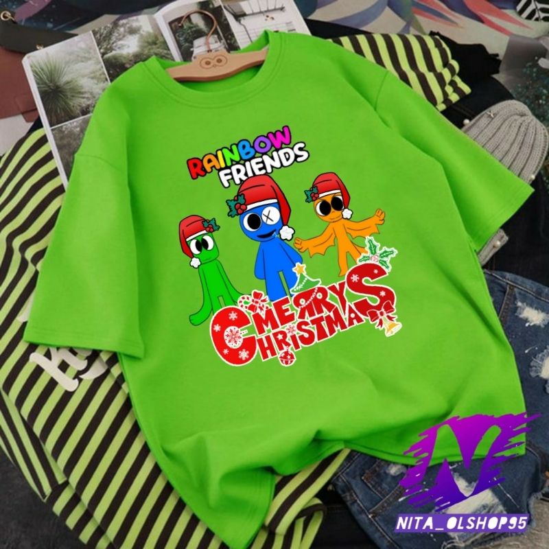 baju anak kaos anak rainbow friends merry christmas natal 2022