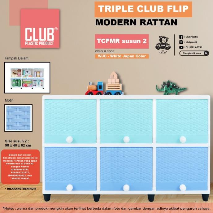 

Lemari Plastik Club TRIPLE Flip 2 Susun 6 Pintu Rak TV Minimalis Cargo stock ready