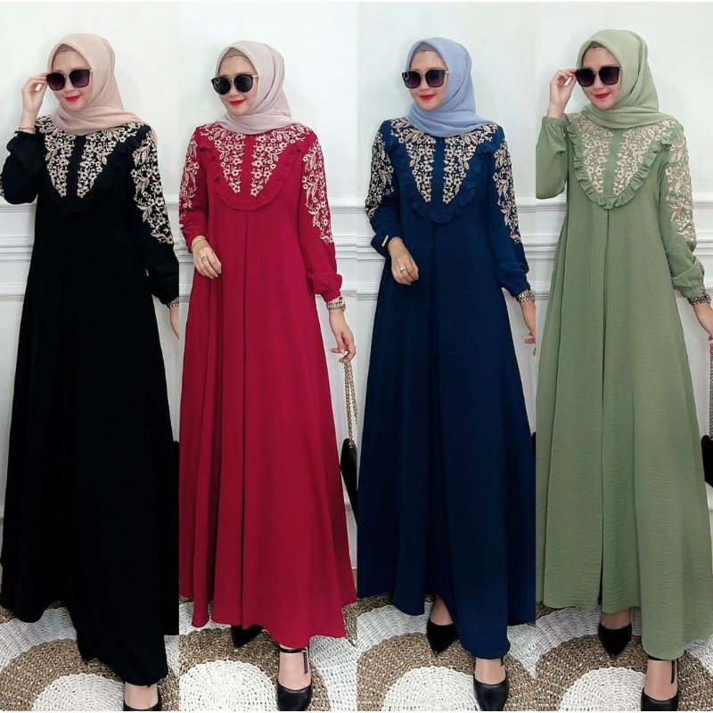 GAMIS CRINKLE AIRFLOW BORDIR PREMIUM. GAMIS CRINKEL AIRFLOW BORDIR PREMIUM. GAMIS KRINKLE AIRFLOW BO