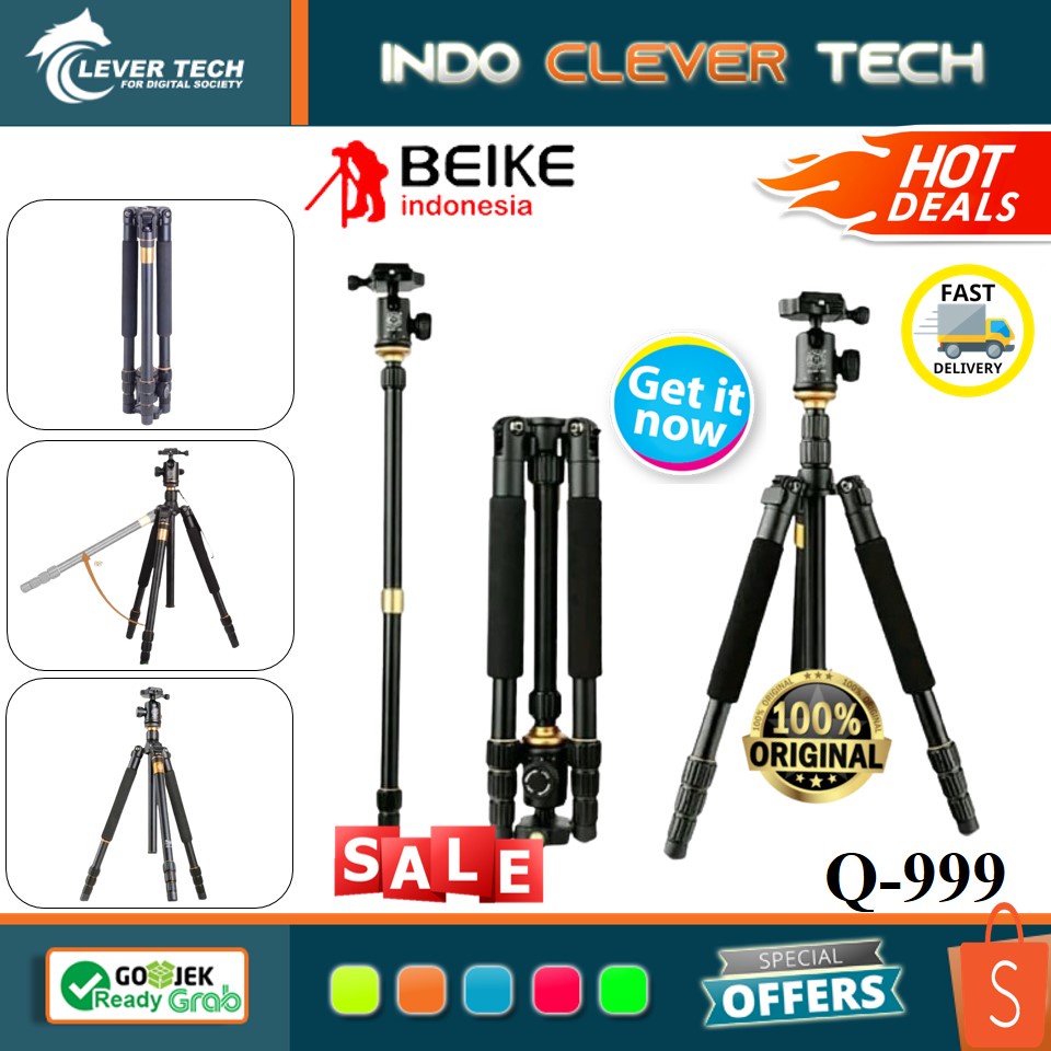 Beike Q-999 Tripod Professional Video Alumunium Tripod Q999