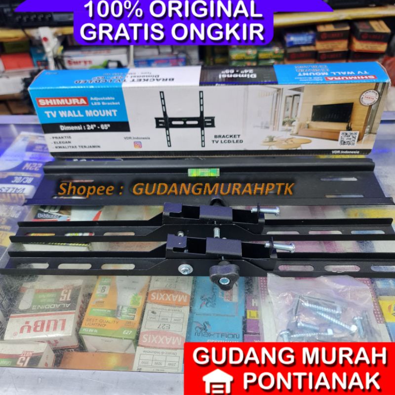 bracket tv shimura 24&quot; - 65&quot; / breket tv 24in sampai 65in tebel kuat tahan/breket tv shimura 24in sampai 65in