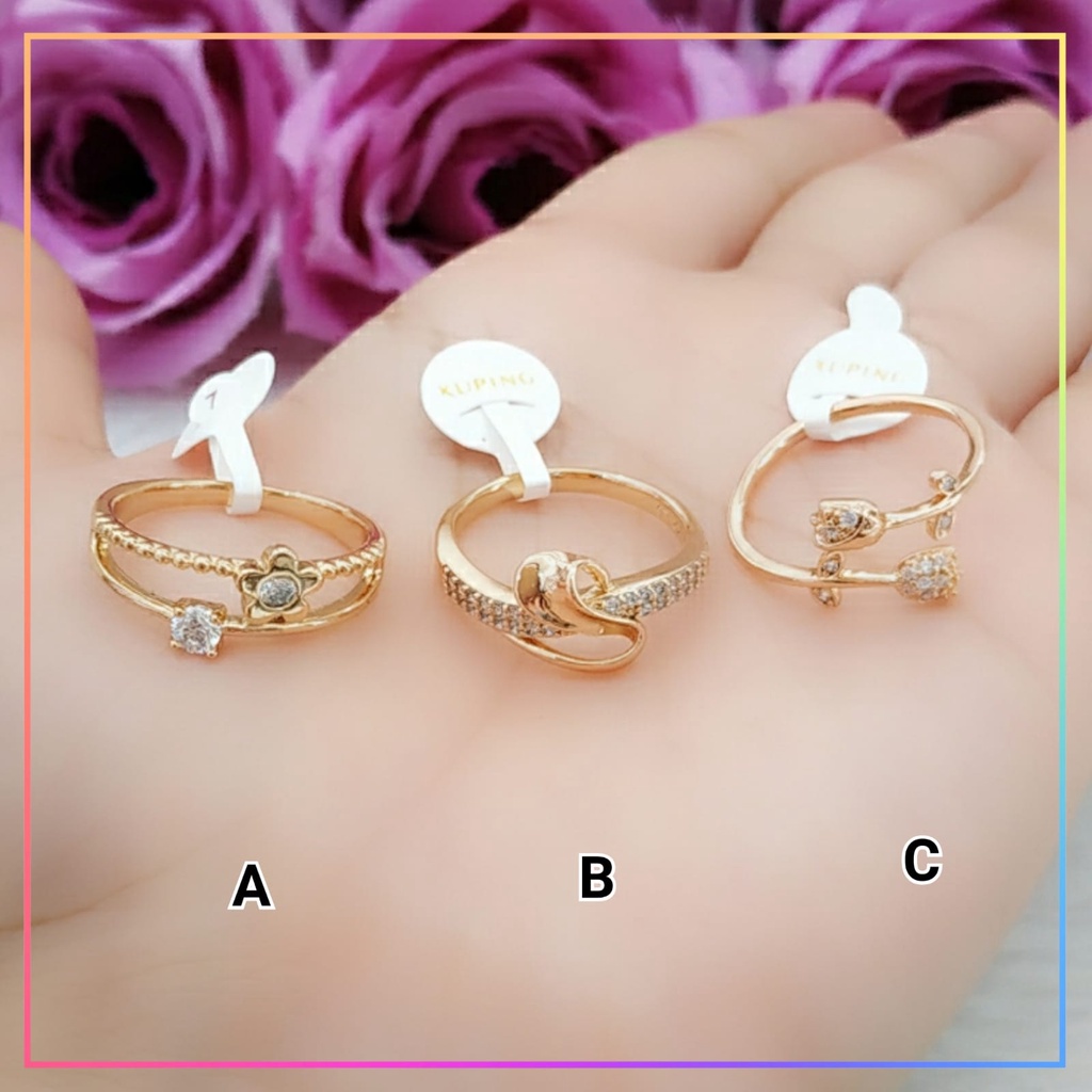 Cincin xuping cincin dewasa premium bunga permata full zirkon perhiasan wanita lapis emas gold A173