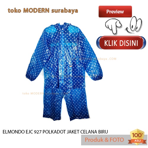 Jas Hujan dewasa jaket celana polkadot PVC murah ELMONDO EJC 927