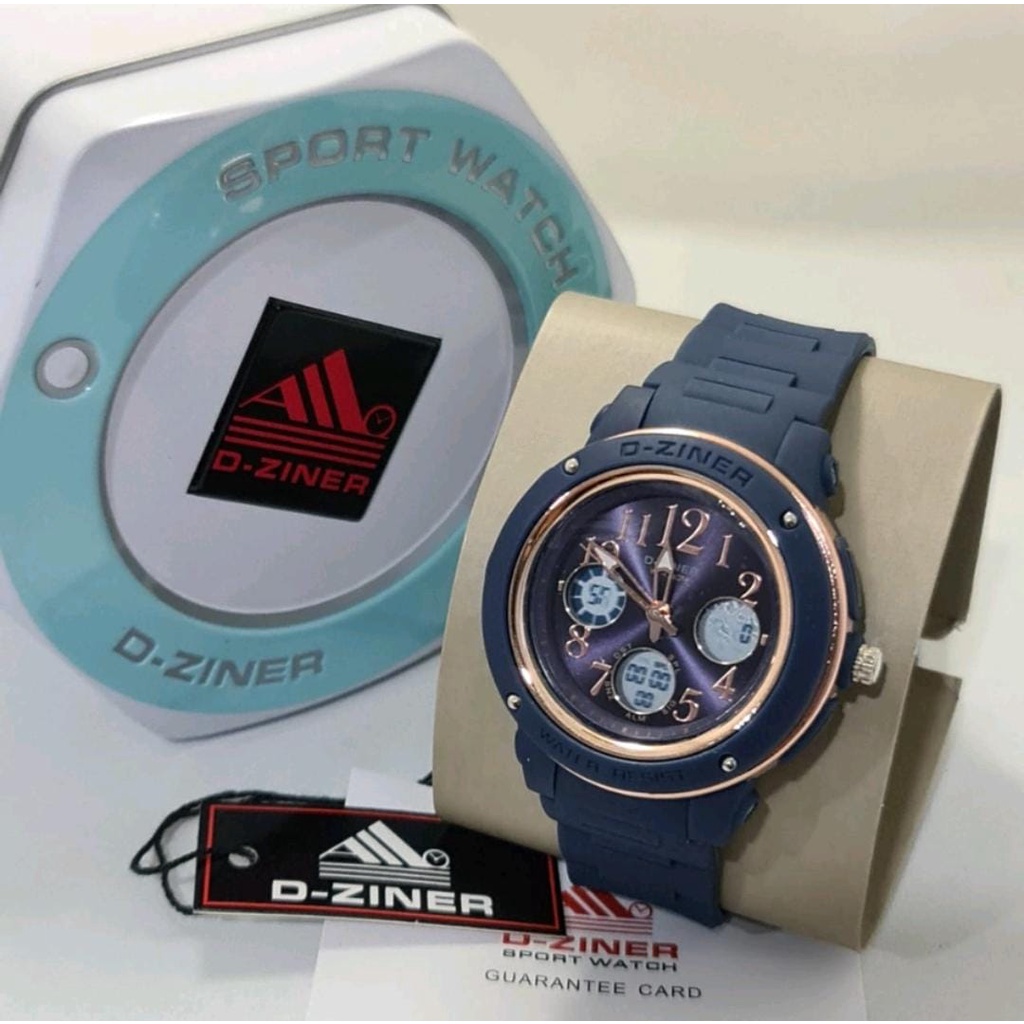 JAM TANGAN WANITA DZINER 8273 DIGITAL ANALOG DUAL TIME STRAP RUBBER ORIGINAL ANTI AIR - JAM TANGAN D-ZINER BABY-G BGA-150PG-2B1DR JAM TANGAN BABY G BGA 150 SPORTY