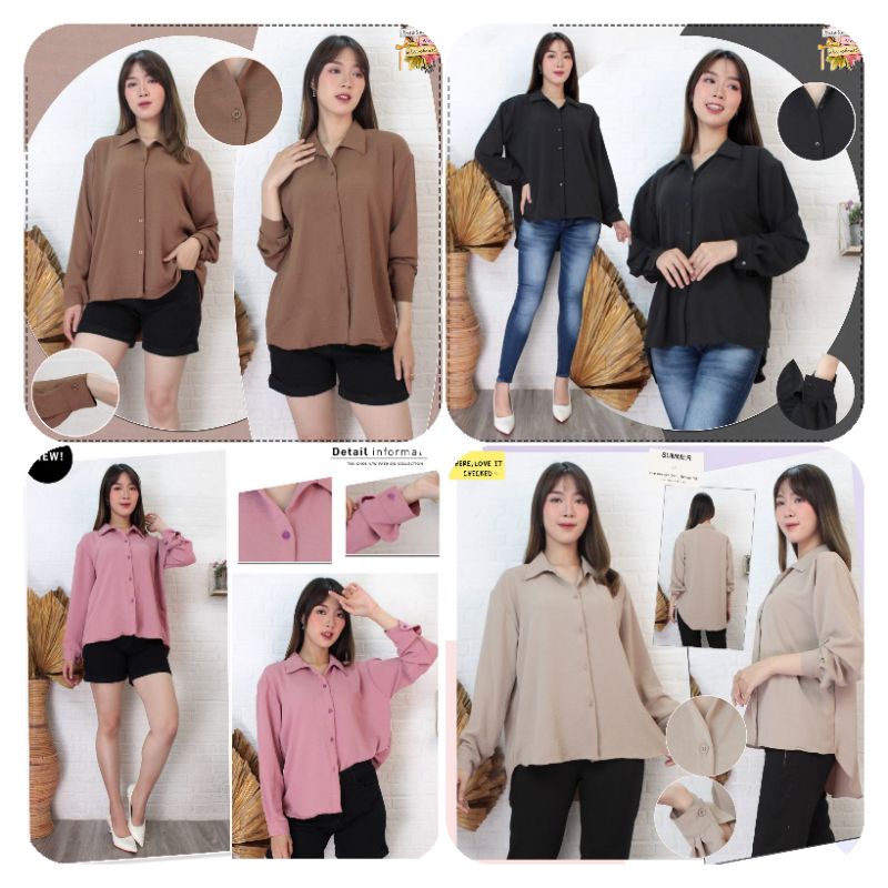 Kemeja Wanita Oversize Crinkle Premium Lengan Panjang Kekinian