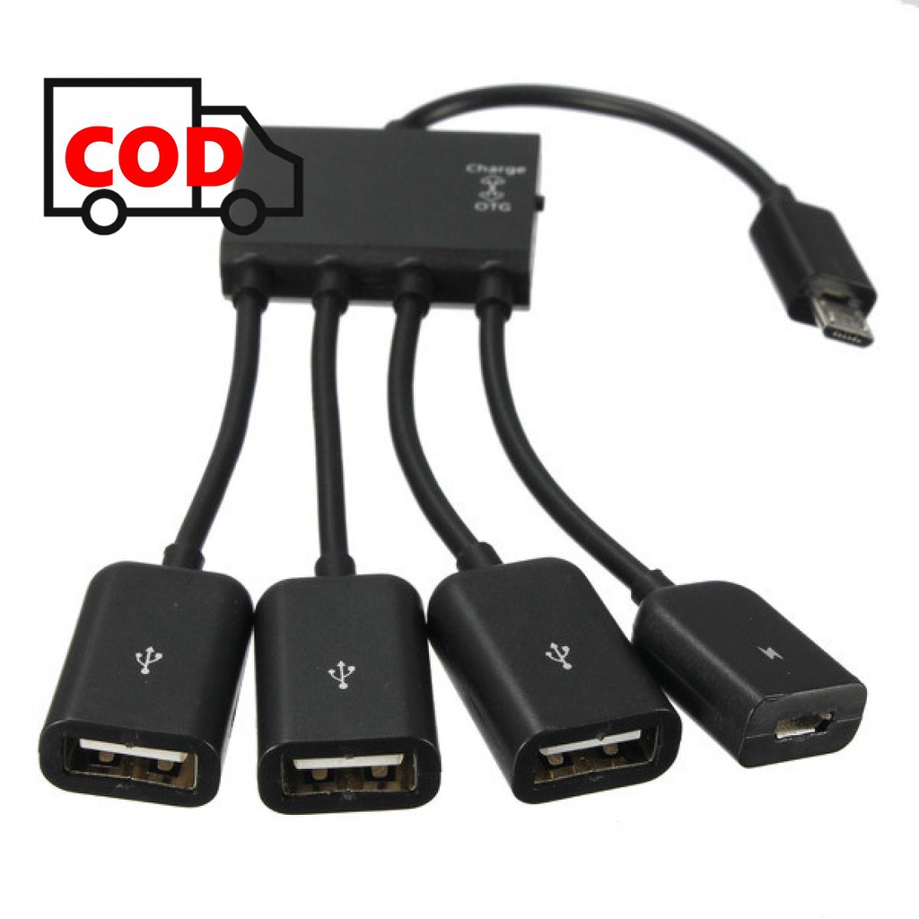 Kabel OTG Hub 4 in 1 Micro USB Multifunction Data Transfer Cable & Charge Cas