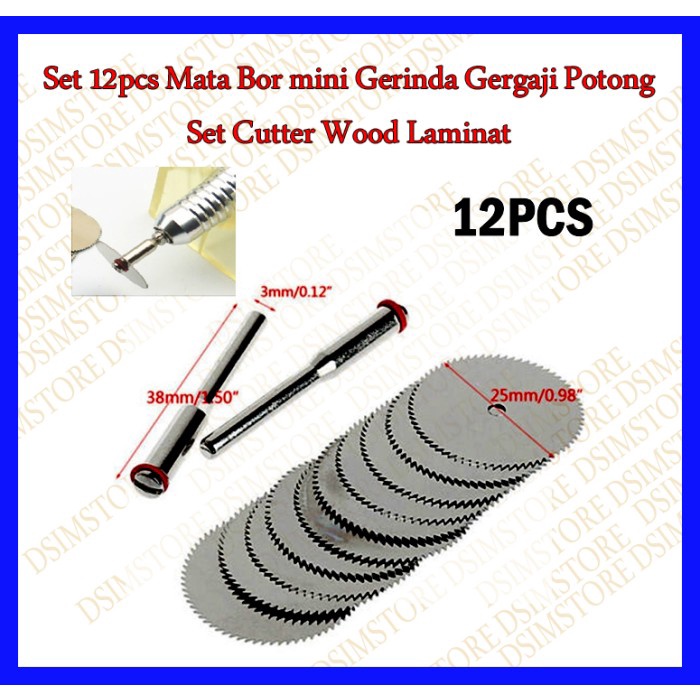 [BAYAR DITEMPAT] Set 12Pcs Mata Bor Mini Gerinda Gergaji Potong Set Cutter Wood Laminat / Perlengkap