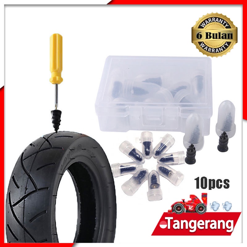 10pcs/box Sekrup Karet Tambal Ban Bocor Baut Emergency Vacuum Tyre Repair Nail Tire Repair Motor Mobil