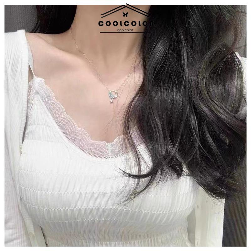 COD❤️Kalung Wanita Korea Liontin  mewah  desain niche  kalung kalsedon putih Rantai Klavikula Anti Karat Dan Anti Luntur Kalung 2022 Terbaru Hadiah Ulang Tahun Kado Fashion