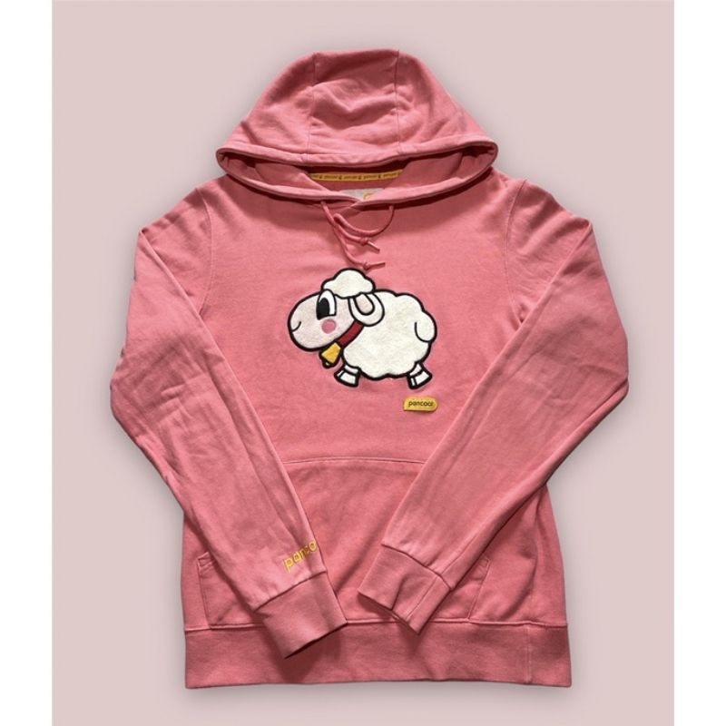hoodie pancoat gambar domba atau sheep korean style bts warna pink