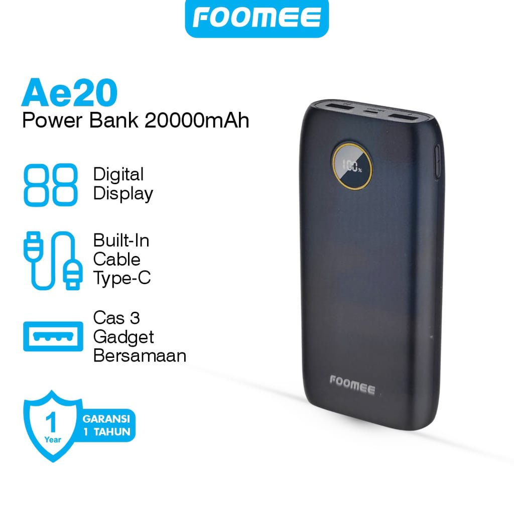 A_  Powerbank 20000mAh Foomee AE20 Power Bank 3 Output Fast Charging 22.5W Original