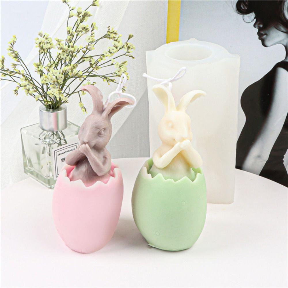 Solighter Eggshell Bunny Candle Cetakan Alat Clay Pesta Gereja Handmade Silicone Mold