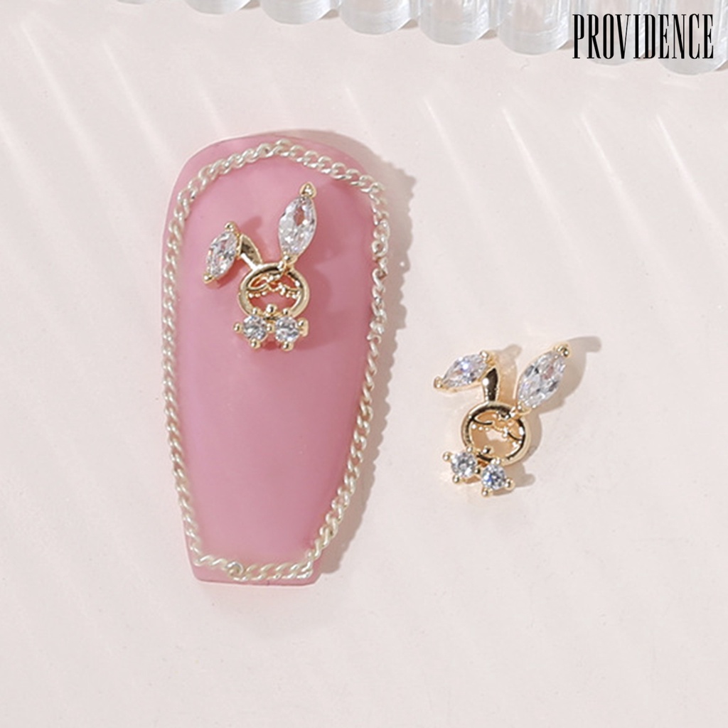 Providence 5Pcs / Set Hiasan Kuku Motif Kelinci + Pita + Zircon + Berlian Imitasi Untuk Aksesoris Wanita Charms