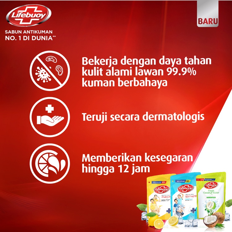 LIFEBUOY BODY WASH LEMON FRESH [ 825 ML ] SABUN MANDI BADAN CAIR REFILL ANTI-BACTERIAL ANTIBAKTERI LIFEBOY