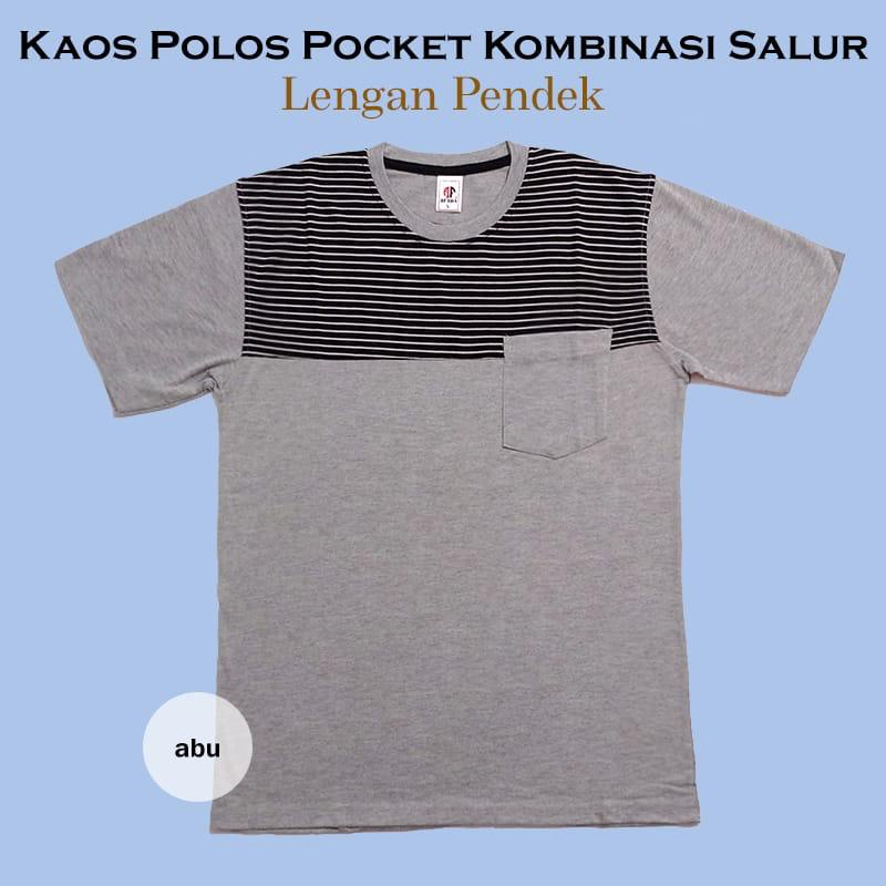 Kaospolos - Kaos polos kombinasi salur stripe lengan pendek pria dan wanita size L XL