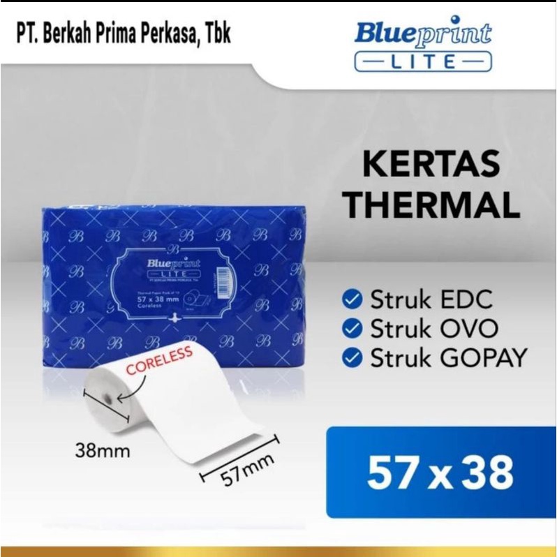 

Kertas Thermal Printer Kasir Blueprint LITE 57x38mm / Roll