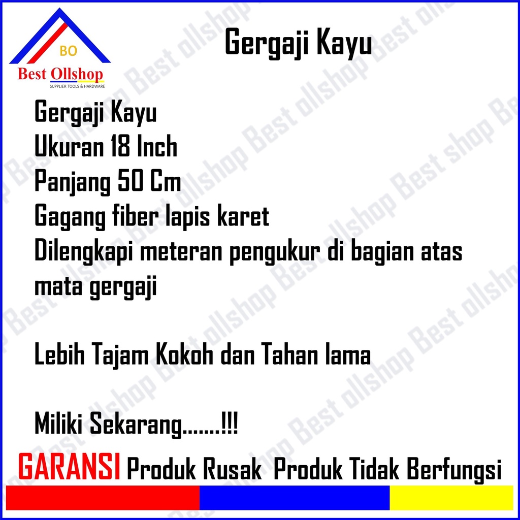 Gergaji Graji Kayu Gagang Fiber Lapis Karet Usa / Gergaji Kayu / Gergaji Gorok / Gergaji Potong Kayu Murah