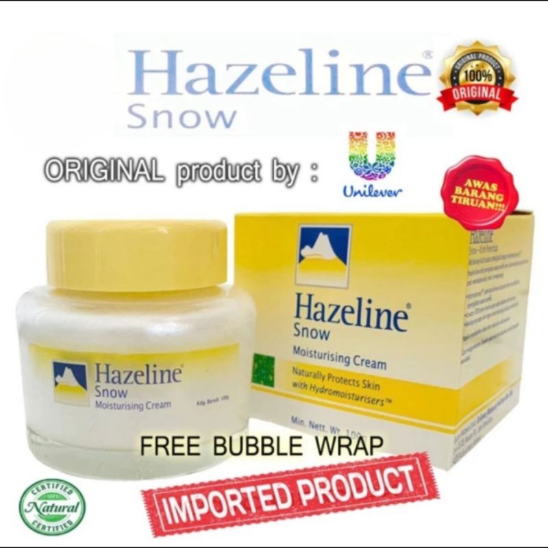Promo Hazeline Snow Malaysia Original Import Pelembab Wajah Moisturiser Moisturizing Cream 100GR