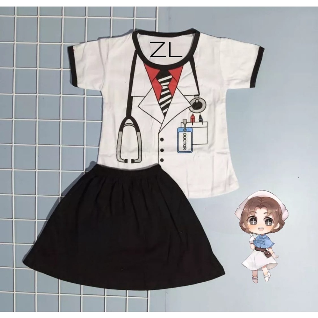 SETELAN BAJU ROK SD / SERAGAM BAJU ANAK  PEREMPUAN ROK DOKTER / SETELAN BAJU ANAK PEREMPUAN / PAKAIA