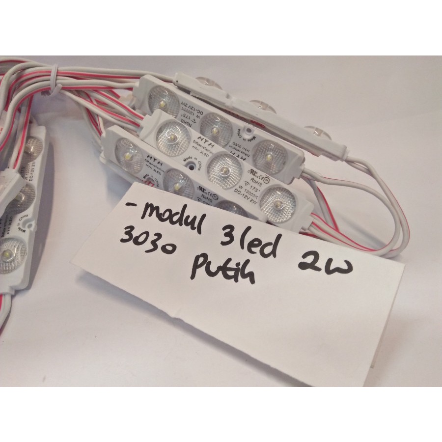 Lampu Led Module/ Modul Strip 3 Led/ Mata 2 watt 12 Volt 3030 Putih