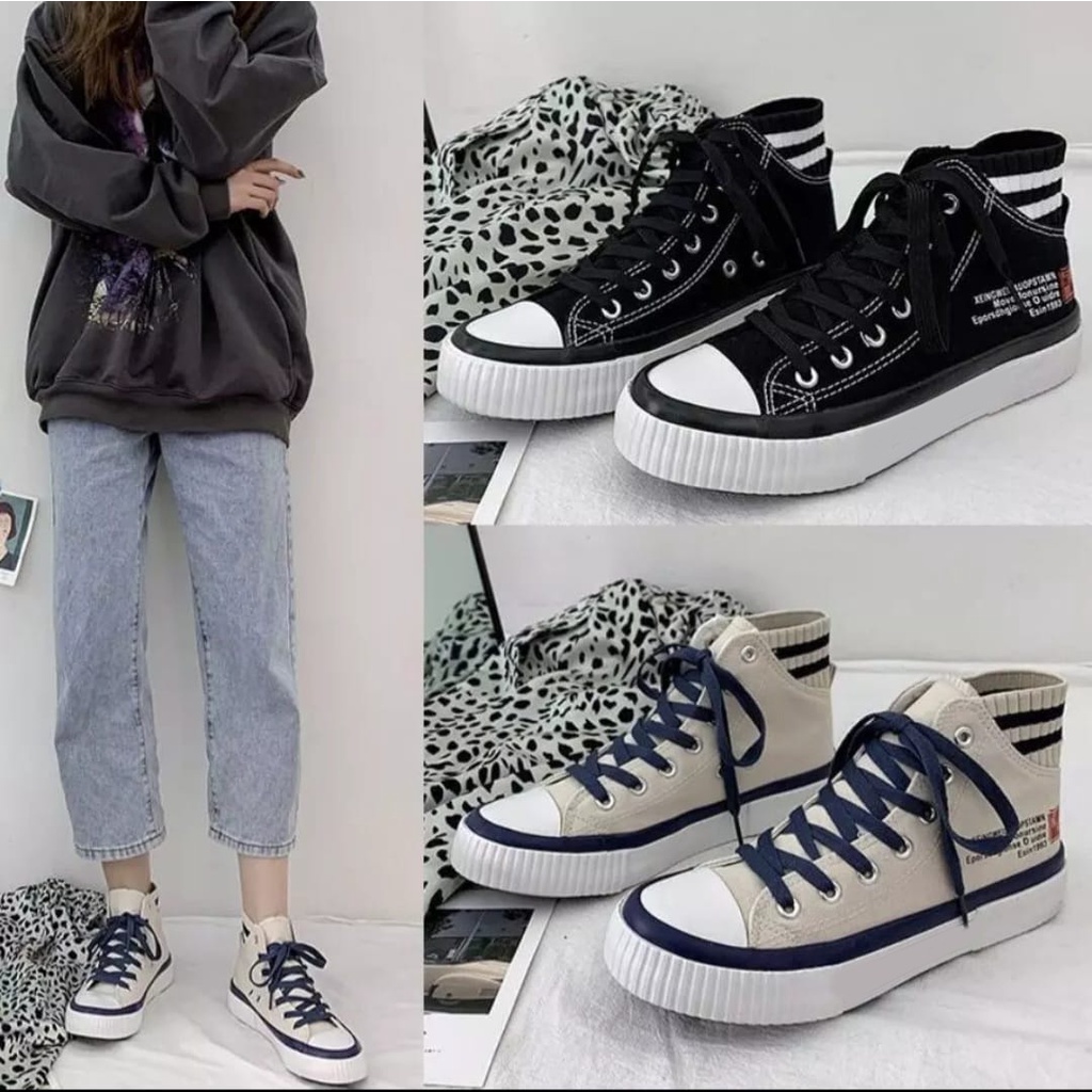 Sepatu Sneakers Kanvas Higt Import Korean Style AS178