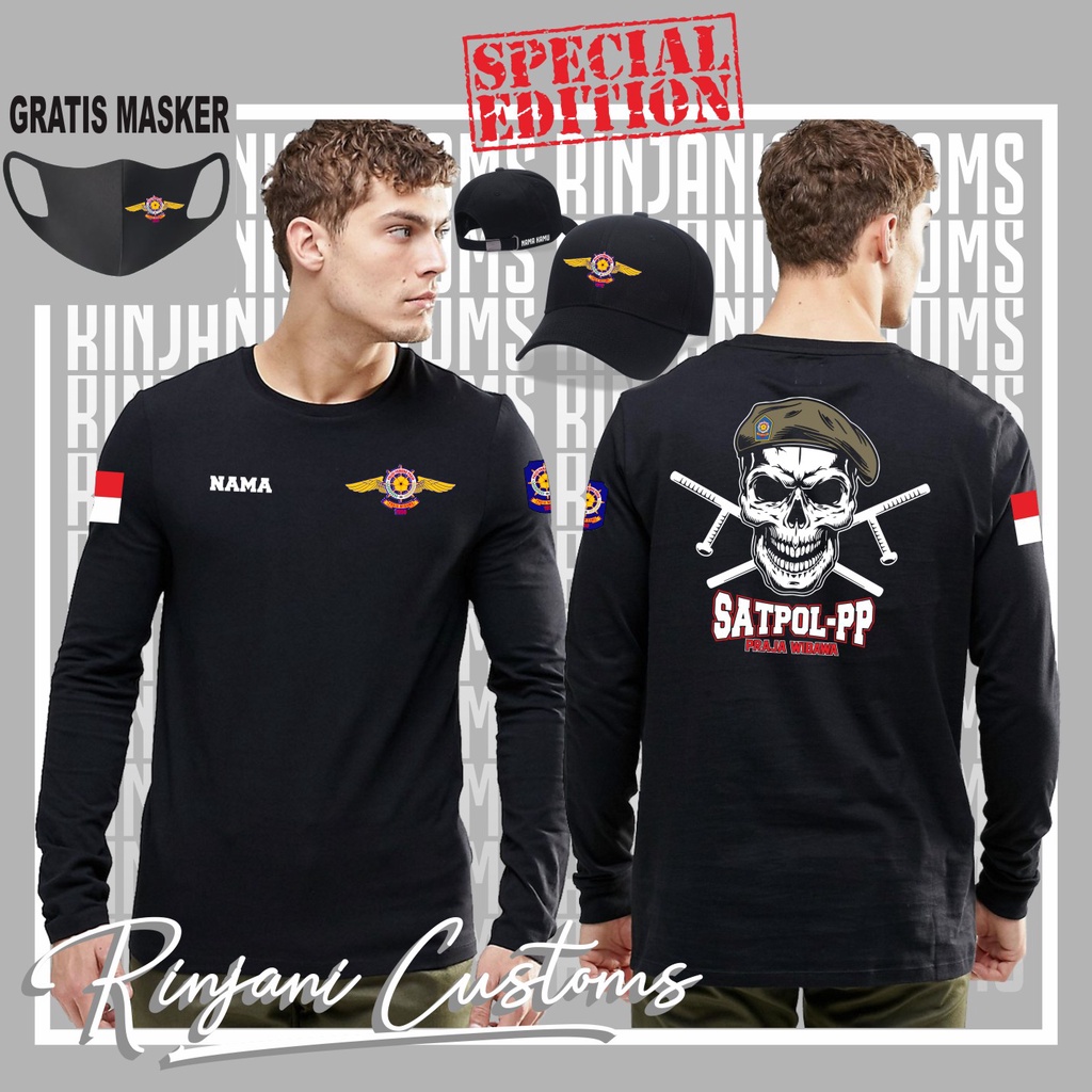 KAOS POL PP GRATIS NAMA DAN MASKER-KAOS POLISI PAMONG PRAJA-KAOS SATPOL PP