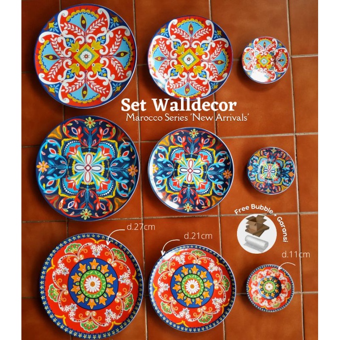 Paketan/ Set Piring Keramik Hiasan Pajangan Dinding Motif Maroko Turki