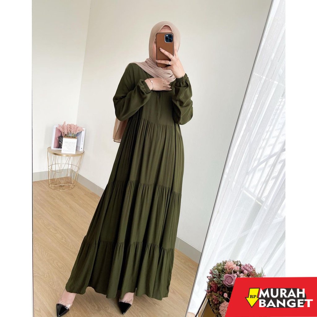 model gamis kombinasi polos terbaru 2022 DRESS BEST SELLER TERLARIS - Jessica Dress katun rayon prem