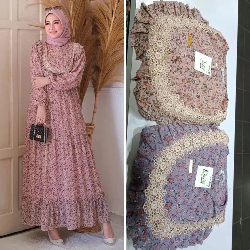 TERBARU SAKURA DRESS IMPORT GAMIS MAXY CERITY BABYDOLL APLIKASI RENDA FULL FURING GAMIS WANITA MOTIF