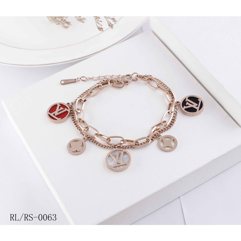 Gelang Titanium Dobel Rantai Perhiasan Wanita Fashion Jewelry 289/0063