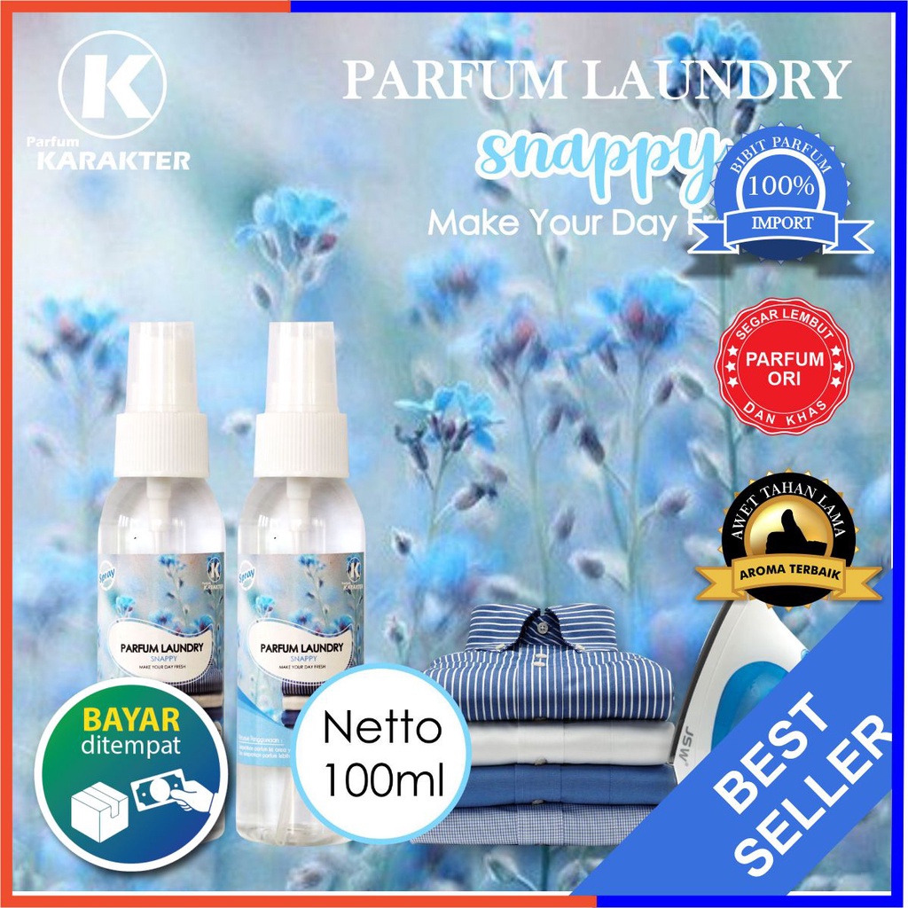 [ TESTER ] Parfum Laundry SNAPPY | Untuk Setrika Pakaian Model Botol Spray | Kemasan 100ML | Bisa COD