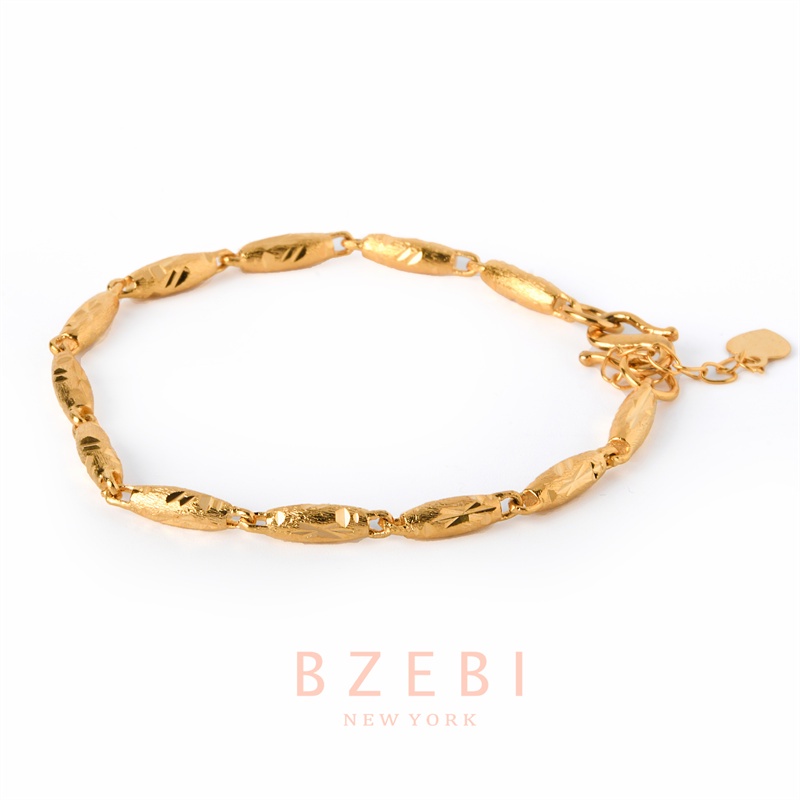 Bzebi Gelang Tangan Rantai Emas 24k Adjustable Anti Karat Untuk Wanita 1113b