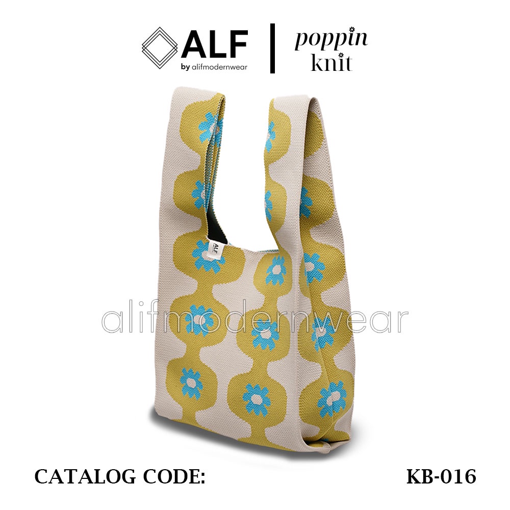 ALIF TAS BELANJA RAJUT POPPIN KNIT GROCERY BAG - BELMONT MOSS ( KB-016 )