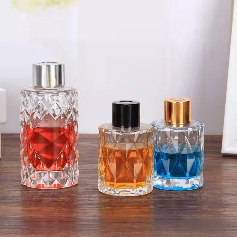 50ml Botol Reed Diffuser Tutup Aromatherapy Tebal Kaca Crystal Hitam Rose Gold Silver