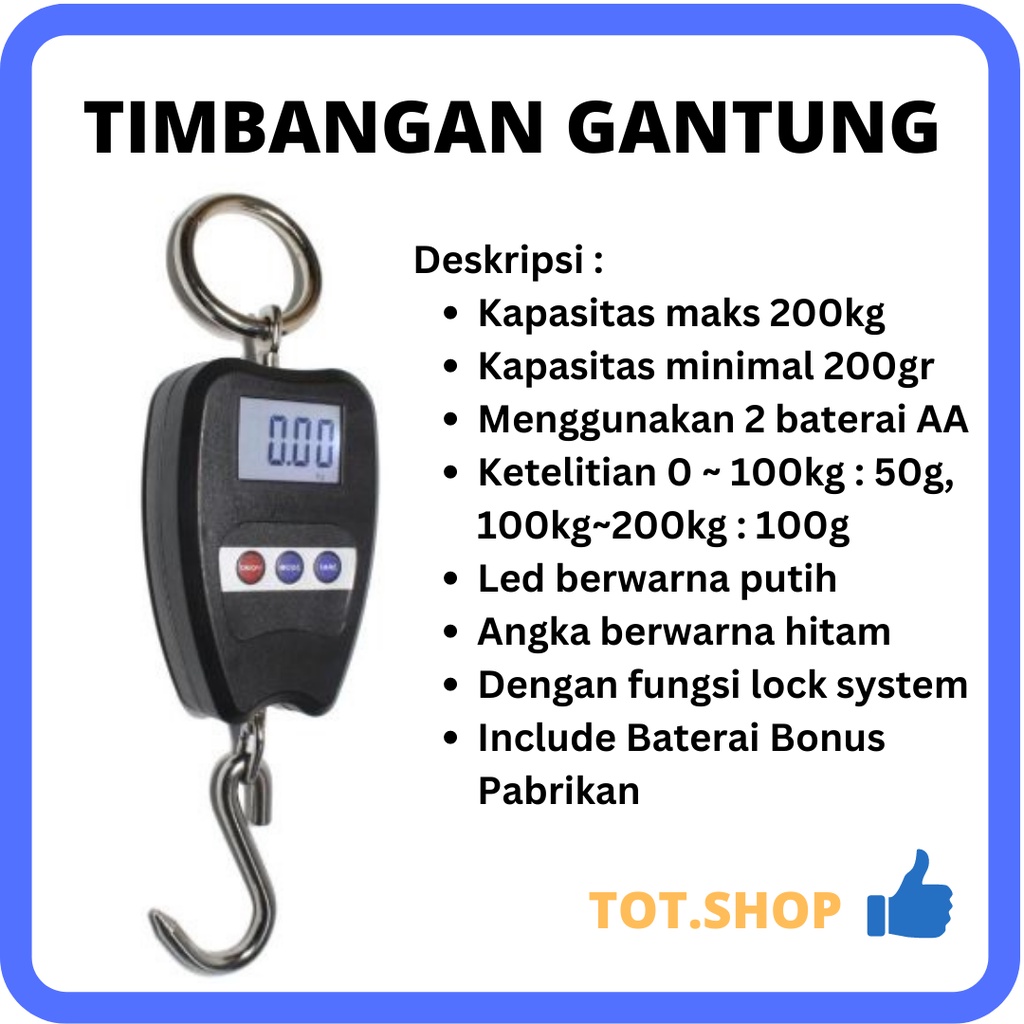 Timbangan Gantung Digital 200kg MINI CRANE Timbangan Barang Ayam Hewan Buah Sayur 200kg