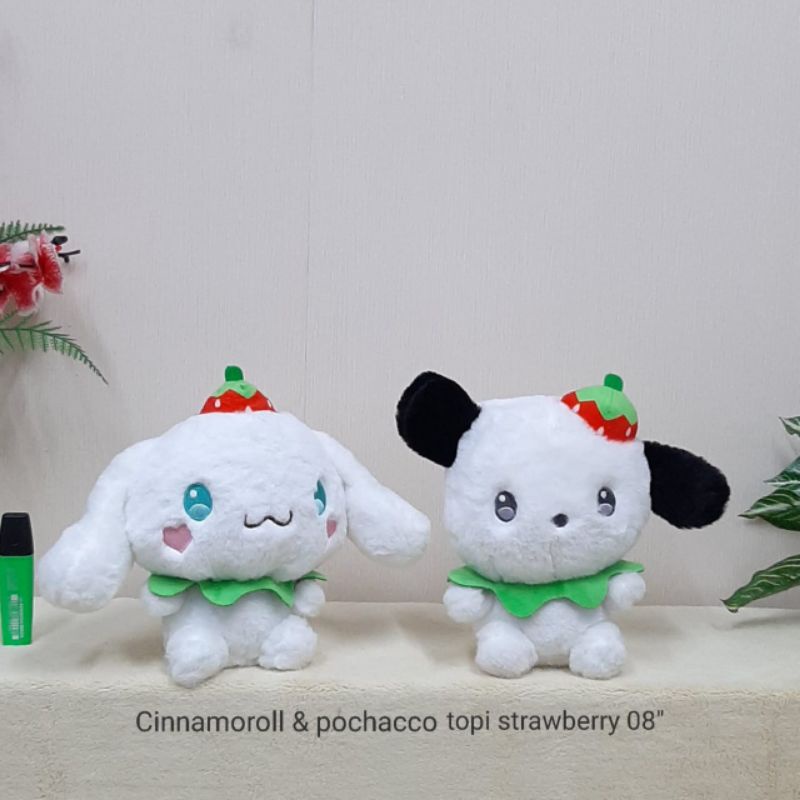 Boneka Cinnamonroll Pompurin Pochacco Topi Strawberry Kartun Karakter Sanrio Bahan Lembut