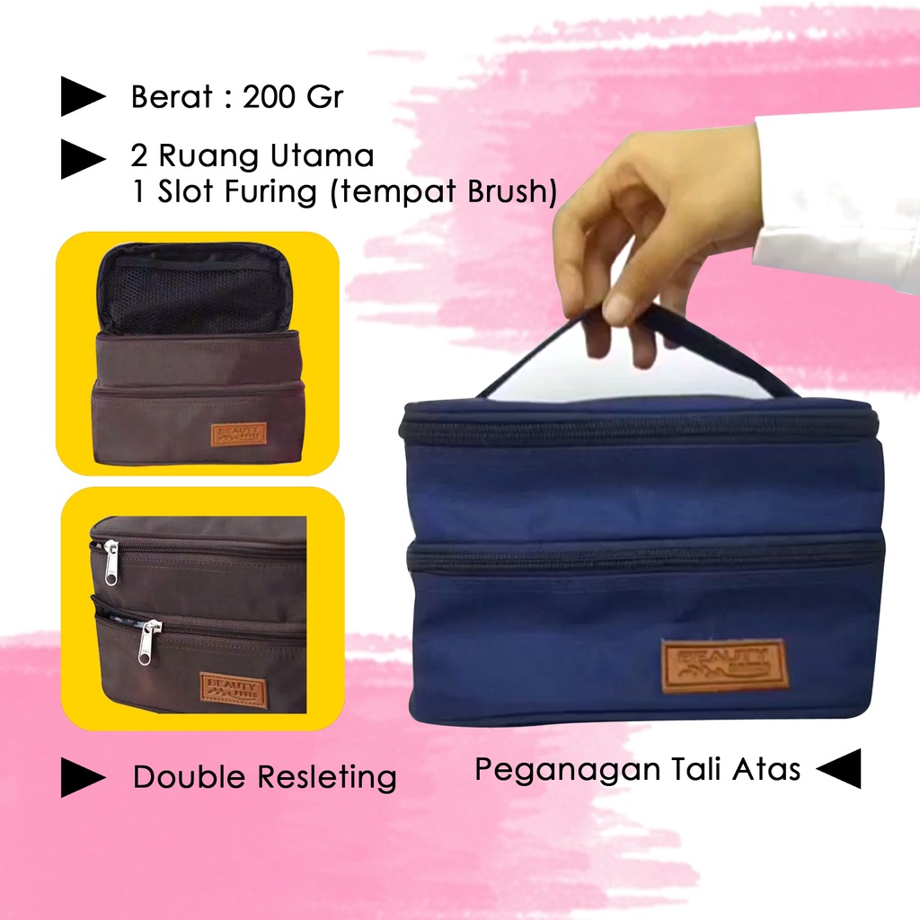 Pouch Make Up Polos Murah Tempat penyimpan Alat Rias Susun Tas Kosmetik Waterproof Tempat Alat Rias