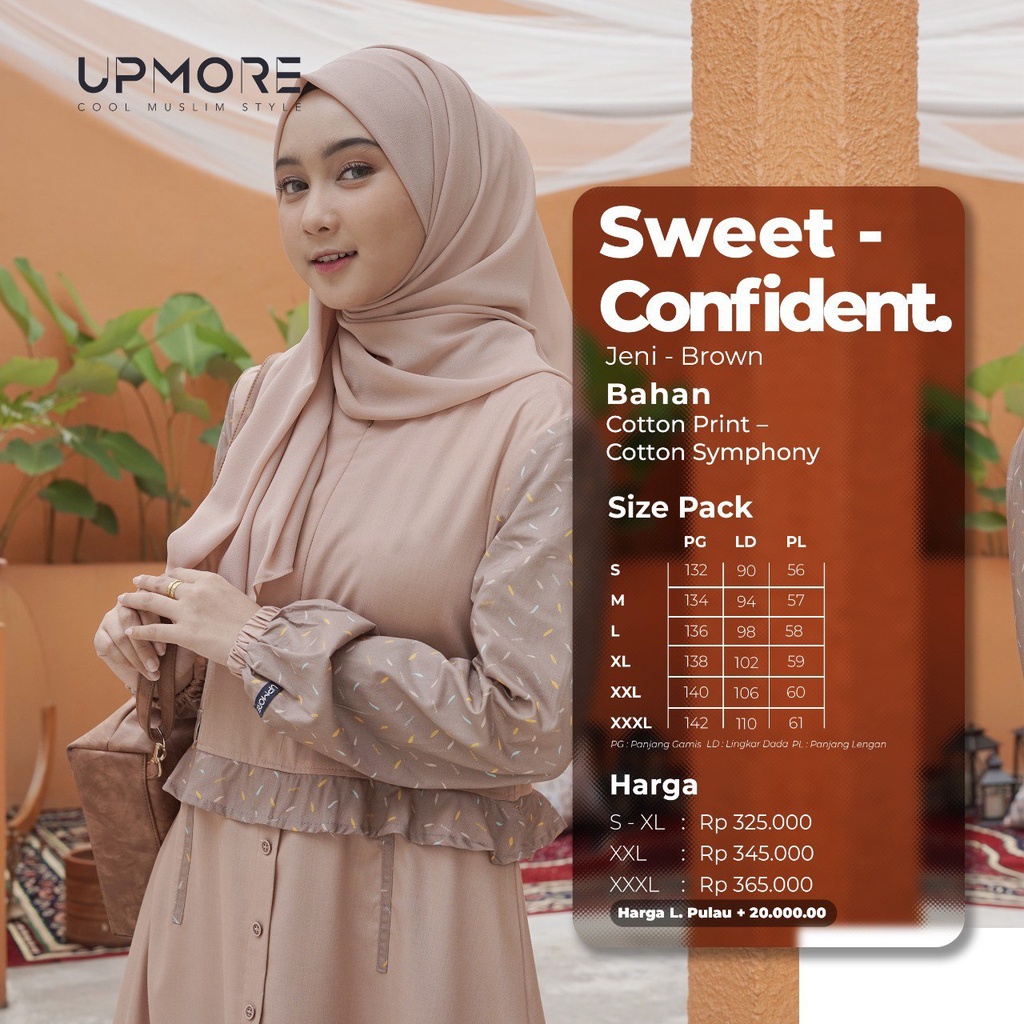 (COD) GAMIS WANITA TERBARU UPMORE JENI - BROWN // GAMIS DEWASA KATUN ORIGINAL MUTIF DAMOZA UPMORE