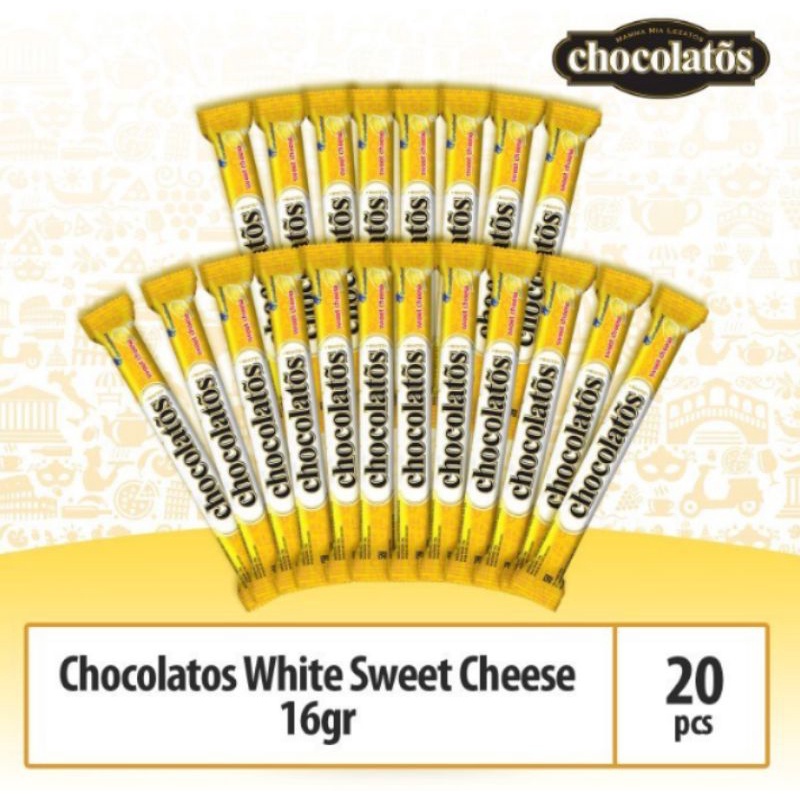 PACK - Chocolatos Wafer White Sweet Cheese Keju Isi 20 x 14 Gram