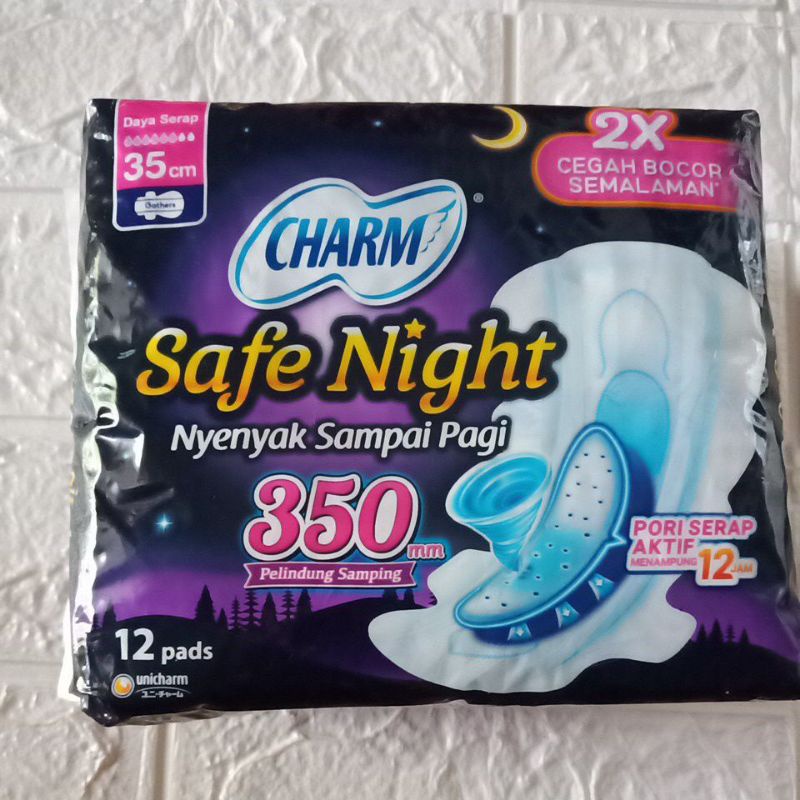 CHARM SAFE NIGHT 350MM 12PADS - PEMBALUT CHARM BERSAYAP