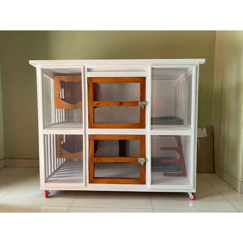 Kandang Kucing kayu tingkat dua bisa custom cat house cat room