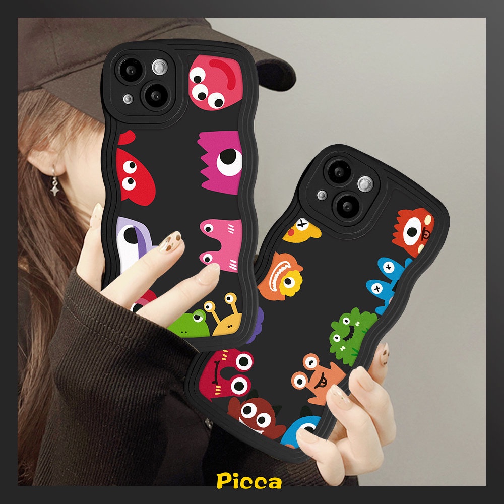 Soft Case Motif Monster Kecil Untuk OPPO A17 A16 A55 A15 A57 A16K A54 A17K A12 A77 A74 A5 A9 A16s A96 A95 A5s A7 A1k A77s A53 A3s A72 A76 Azer 6e 7f 8zer Case Pelindung Earphone Bluetooth Airpod