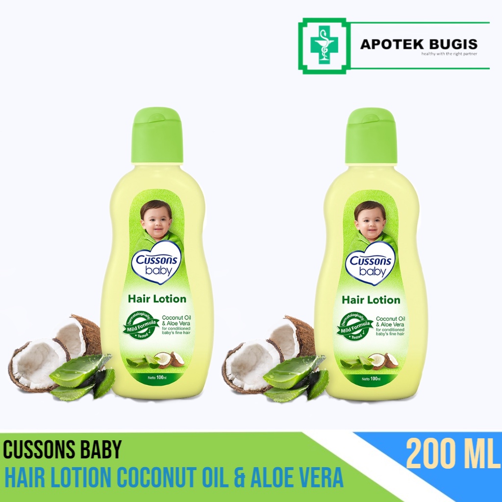 Cussons Baby Hair Lotion Coconut Oil &amp; Aloe Vera - Losion Rambut Bayi 200ml