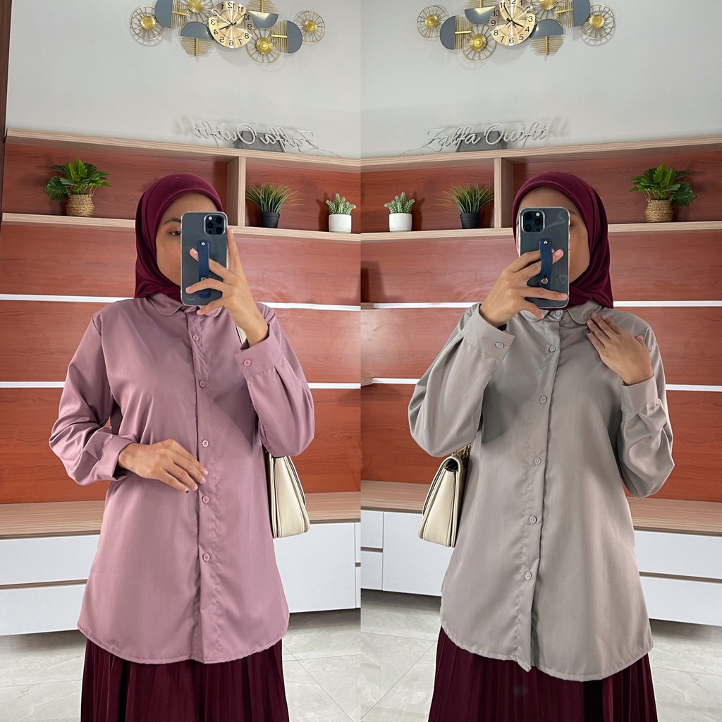 BASIC KEMEJA Toyobo by ZALFA OUTFIT / kemeja polos / kemeja katun / kemeja wanita murah