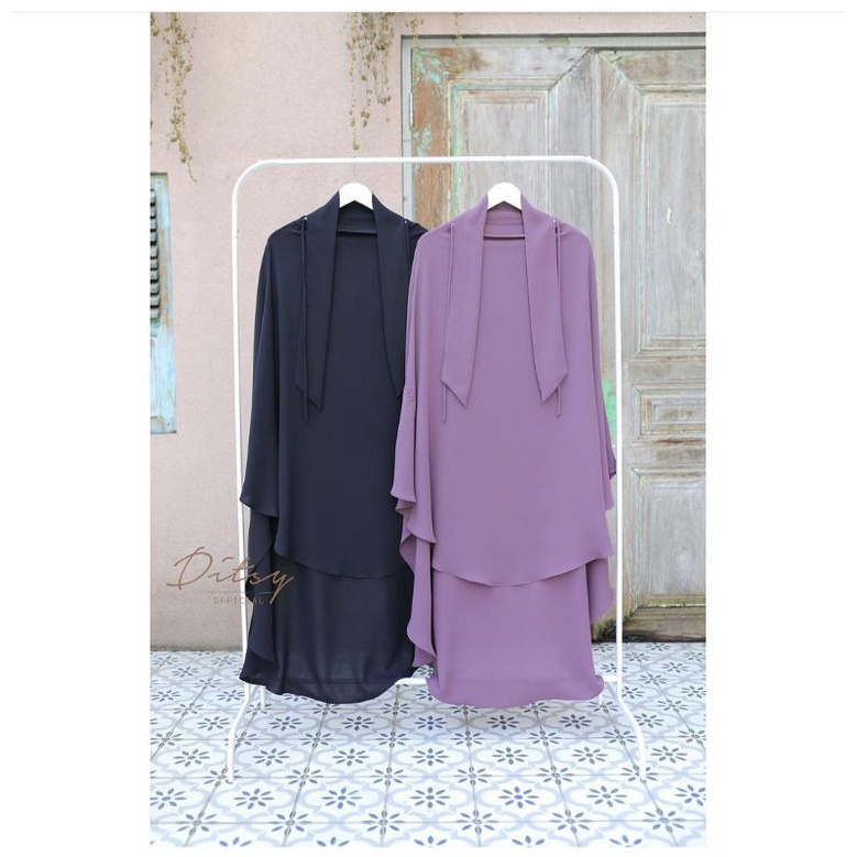French Khimar Black Marzan Ditsy, Rawda Short Black Ditsy, Rawda Black Ditsy, Rawda Short Ditsy