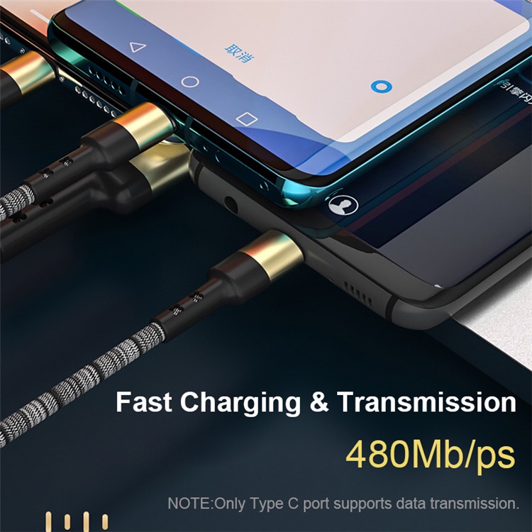 Kabel Data Fast Charging 5A 3 In 1 Bahan Aluminum Alloy Nilon Untuk Iphone Android